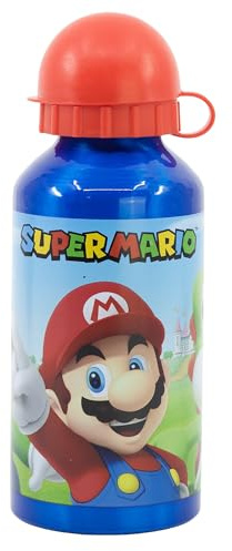 Super Mario | Barnflaska i aluminium – vattenflaska för barn – återanvändbar vattenflaska – 400 ml