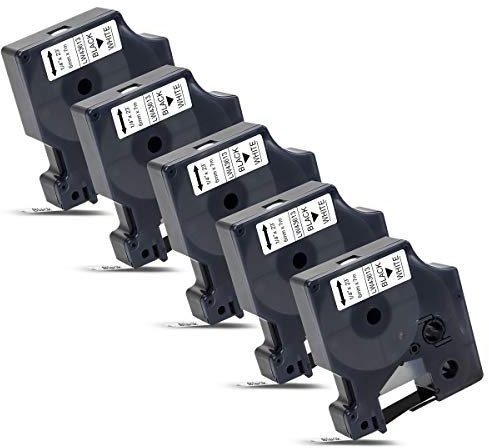 Labelwell 5x 6mm Kompatibel Schriftband für Dynmo D1 43613 S0720780 Schwarz auf Weiß für Dynmo MobileLabeler 1978243 Labelwriter 450 Duo LabelManager 160 210D 360D 280 420P 500TS Labelpoint 250