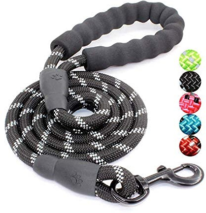 Camonti Rope Dog Lead with Comfortable Padded Handle and Highly Reflective Threads 1.5m Strong Dog Leash for Small Medium and Large Dogs