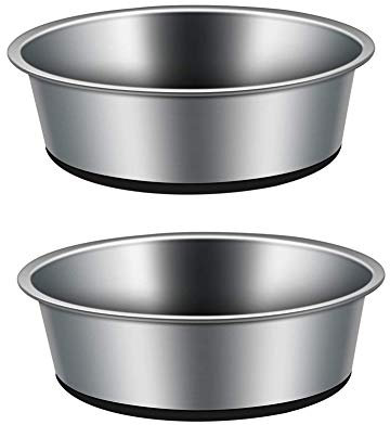 Mery Home Futterschale für Haustiere 2 x 1750 ml GroÃŸe Hundenapf aus Edelstahl Katzenwasserschalen Schwergewicht mit rutschfestem Gummiboden für groÃŸe mittelgroÃŸe Hunde Katzen