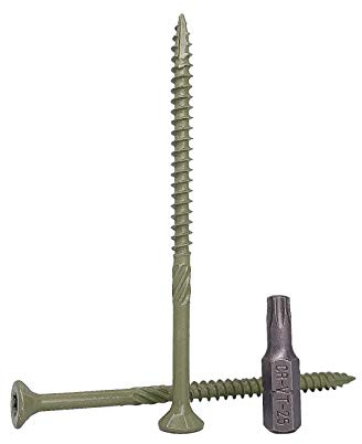 Lot de 250 vis à bois vertes, finition anti-corrosion, 4,5 x 80 mm, tête torx, type 17, tête fraisée, vis d'extérieur (250, 4,5 x 80 mm)
