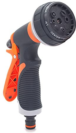 Gartenbrause, Garten Handbrause 8 Bewässerungsmuster, Multifunktional Gartenspritze Hochdruck Handsprüher mit 3 Connector für Garten Bewässerung Autowäsche Haustiereduschen