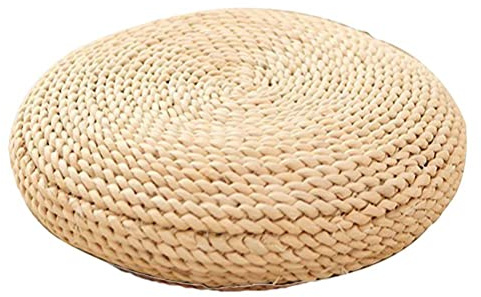Yusat - Cuscino rotondo in paglia, rotondo, spesso pavimento tatami, per casa, fitness, yoga, meditazione, imbottitura in seta, tappetino in paglia, 30 x 30 cm, colore: beige