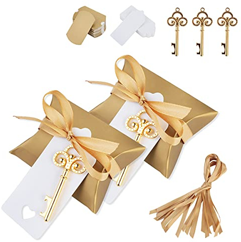 Ruspela Schlüssel Flaschenöffner, Hochzeit Gastgeschenke Schlüssel Flasche Opener Candy Taschen Tags Geschenke für Gastgeschenk Party Hochzeit Bankett Decor 50 Teile/Los Geburtstag Bieröffner