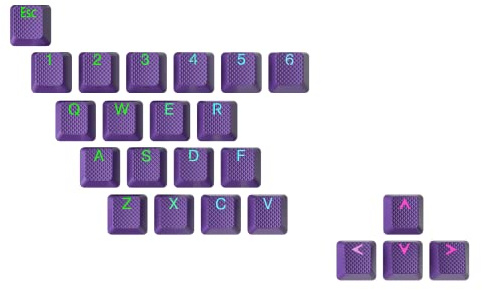 Ranked Gummi-Tastenkappen-Set | Doppelschuss Durchscheinend | OEM-Profil für Mechanische Gaming-Tastatur (dunkelviolett , 23 Tasten )