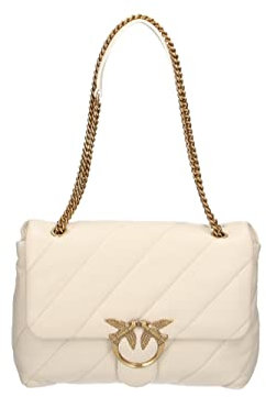 Pinko Borsa A Tracolla Da Donna Marchio Pinko, Modello Love Puff Big Cl Sheep Nappa 100037A0F2, Realizzato In Pelle. Bianco