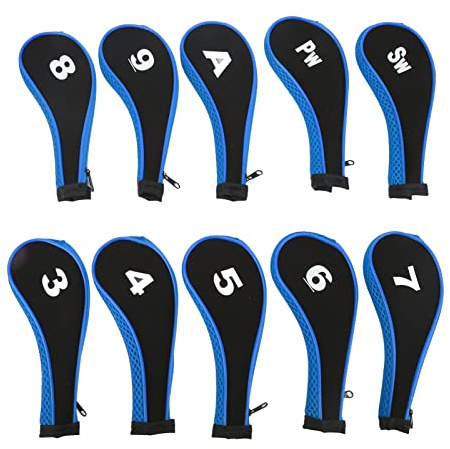 Golfschlägerhüllen Zubehör Driver Headcover Eisenkopfbezüge Schlägerhauben Schlägerkopfhüllen Putter Headcover,10 Weit Zu Öffnende, Waschbare Reißverschlüsse Für