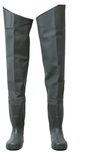 HWBZSZY Stivali da Pioggia Alti da Uomo Regolabili Scarpe da Acqua Impermeabili Stivali Lunghi Trampolieri da Pesca in PVC Resistenti all'Usura per Scarpe Pesca Stivali Caccia Antiscivolo,Verde,42 EU