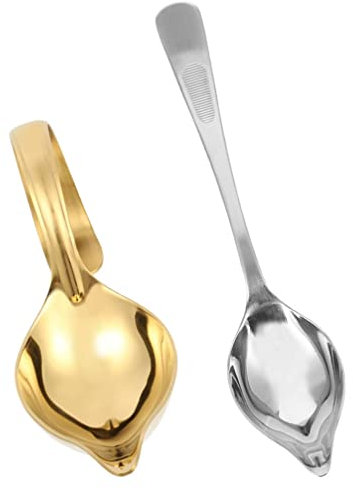 BESTonZON 2pezzi Cucchiaio Per Salsa in Acciaio Resistente Beccuccio Cucchiai Da Servire Per Sughi e Salse Accessori Da Cucina Riutilizzabili Facile Da Pulire