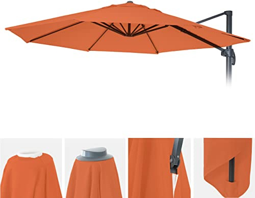 Mendler Sonnenschirmbezug HWC-A96 8 Streben rund Ø3m Polyester - Terracotta | 8 Streben, rund Ø3m, 220g/m², Ersatz-Bezug, z.B. für, Ampelschirm