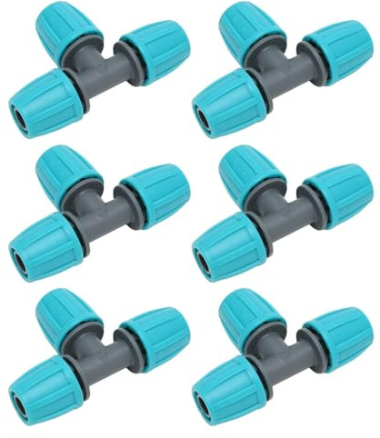 20 Pcs Pipe Connector T Fittings, PE Push Fit Plumbing Tee Automatic Drip Irrigation Kits Leakproof Tee Pipe Connector Easy Installation Hose Connectors for Gardens Planting 16mm