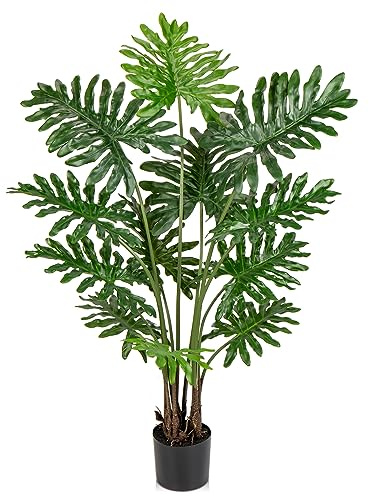 Plantes artificielles Monstera de 152 cm avec 12 feuilles réalistes - Arbre artificiel - Plantes tropicales décoratives pour la maison, le bureau, le coin, la décoration intérieure et extérieure