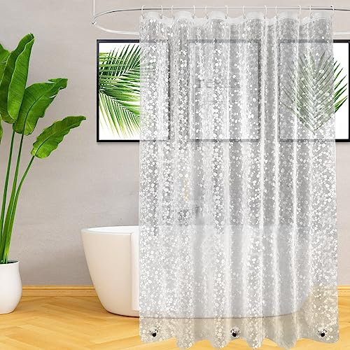 Bubuny Duschvorhang Durchsichtig, 180x200 cm Transparent Duschvorhang mit Gewicht Magnet Unten, Antischimmel Wasserdicht Duschvorhänge mit 12 Duschvorhangringen für Badezimmer