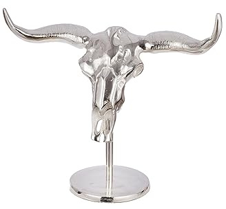 Casablanca Deko Skulptur Figur Wanddekoration XL - aus Aluminium - zum Stellen Hängen - Silberne Dekoration Wohnzimmer - Breite 53 cm