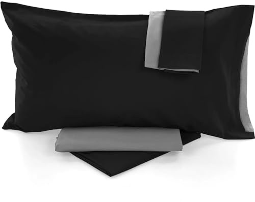 Bassetti Completo Letto Singolo, Pop Color Double, Lenzuola, 100% cotone, Fumo, 160 x 280