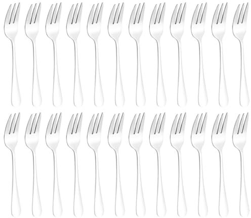 Kichvoe 24 Tenedores De Acero Inoxidable Para Ensalada Tenedores Para Cena Frutas Pasteles Aperitivos Cubiertos Cubiertos Tenedores Para El Hogar Cocina Restaurante