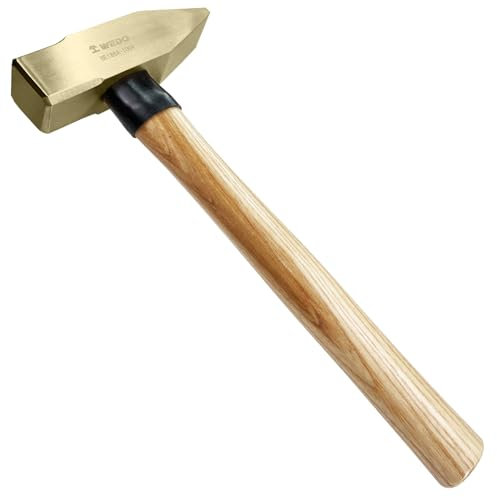WEDO Non-Sparking Cross Peen Hammer,2lb Blacksmith's Hammer with Wooden Handle,Aluminum Bronze,Length 320mm,Engineers' Hammer for Construction,Demolition,DIN Standard,BAM & FM Certificate