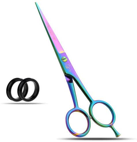 Wishbeauty Frisör Hårsax för Professionella - Rostfritt Stål (15 cm) Hårklippningssaxar för Salongsbarberare, Män, Kvinnor, Barn och Vuxna (Regnbåge)