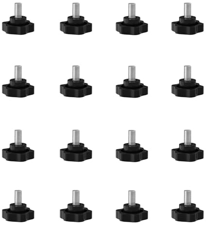 SHULLIN Lot de 16 vis à tête étoilée M8, vis de poignée en étoile, vis nervurée, vis à poignée en étoile, filetage de poignée en étoile, bouton de serrage pour machines, équipement industriel (M8 x 10
