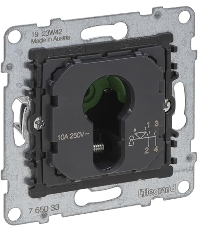 LEGRAND, SEANO nyckelbrytarinsats 0 – 1 för DIN halvcylinder, skruvklämmor, 2 positioner 0–1, 2-polig, 10 A, 230 V, 765033