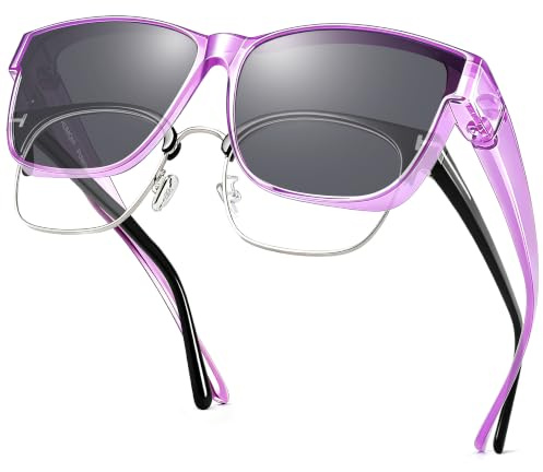 URUMQI Überzieh Sonnenbrille für Herren Damen | Polarisiert TR90 Rahmen Sonnenbrille UV-Schutz Überbrille für Fahren