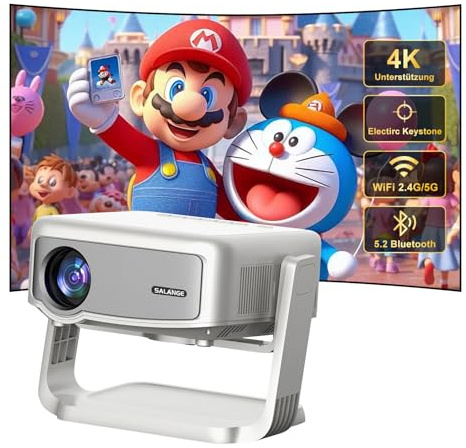 Mini-Projektor 5G WLAN Bluetooth 5.2 Android tragbar Außenbereich HD LED 9000 Lumen intelligent Retroprojektor Heimkino 4K