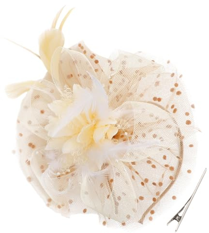 DRESHOW Fascinator Hatt Fjäderpannband Fascinator för Kvinnor Teparty Huvudbonad med Klämma Blommigt Pannband för Flickor & Kvinnor