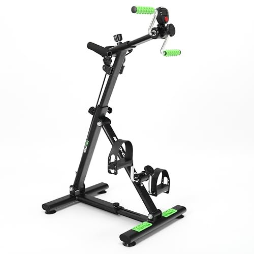 ECO-DE Pedaliera per Gambe e Braccia da Seduti e Mini Cyclette Pieghevole per Casa, Pedalatore per Allenamento Anziani, Ginnastica Passiva o Fitness – Biciclo con Rulli Massaggianti e Display LCD