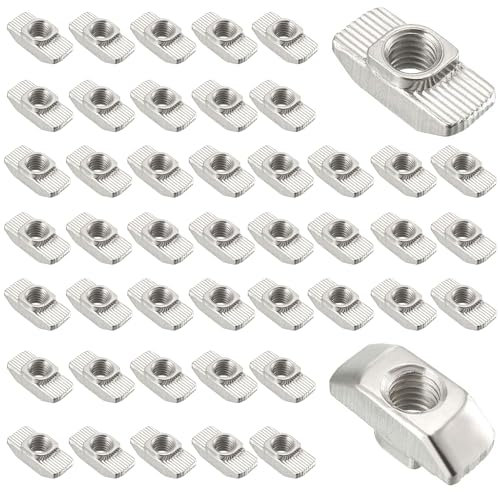 laeeyin 60 pezzi per scanalature M6 in acciaio al carbonio, dadi a T, dadi a martello, per profilo in alluminio, scanalatura di estrusione (EU30-M6-15,5X8)