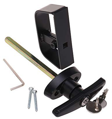 StartFine Kit de serrure à poignée en T avec clés et vis, tige de 16,5 cm, serrure de porte de grange et poulailler (poignée en T de 15,2 à 1,3 cm, 1 kit)