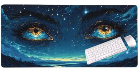 Tappetino per Mouse Occhi da sogno Tappetino Mouse XXL 100x60 0.3 CM Grande Tappetino Mouse Gaming, con Bordi Cuciti, Tappetino Scrivania, Base in Gomma Antiscivolo Mouse Pad per Giochi/Ufficio S-9890
