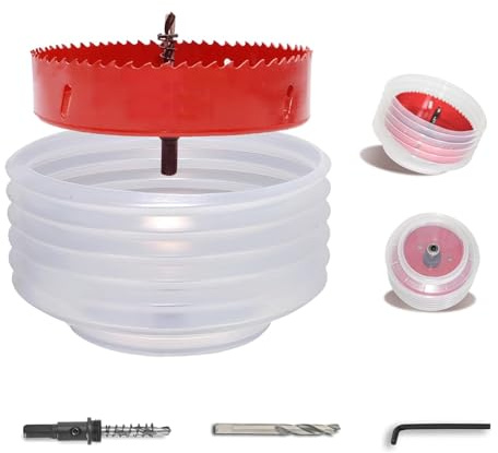 6 Inch Hole Saw with Dust Bowl for Recessed Lights Can Lights HSS Bi-Metal Holesaw Drill Bit Wood Metal Drywall Hole Saw Cutter for PVC,Plastic,Plaster,Gypsum Board