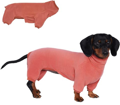 Rollkragenpullover für Dackel-Hunde – Warme Winterkleidung für Dackel, Winteroutfit für Teckel (Rot, M)