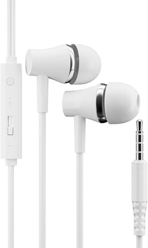 Hi-Res Extra Bass Earbuds Noise Isolating In-Ear Headphones Wired Earbuds with Microphone for iPhone, iPod, iPad, MP3, HUAWEI, Samsung, Lightweight Earphones with Volume Control 3.5mm Jack Headphones