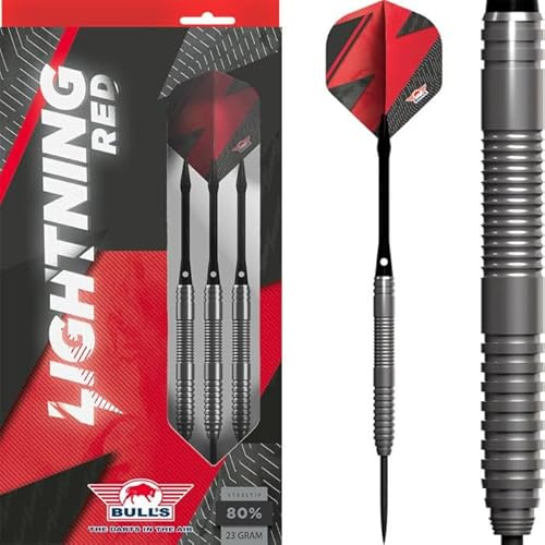 Bull's Lightning 80% Red Steeldart - 21g | Gerades Barrel Design mit Ring Grip für vielseitige Griffe