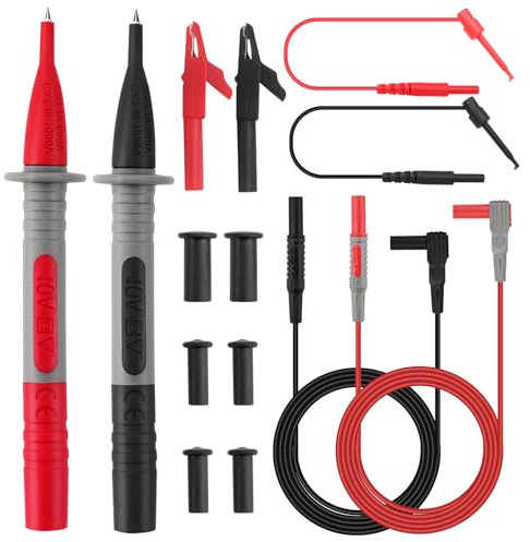 Aideepen Multimeter Messkabel Set, 8 Stück Multimeter Kabel Krokodilklemmen Testhaken Messkabel Bananenstecker Kabel für Multimeter Stromzange