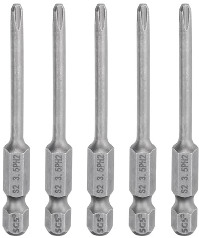 QUARKZMAN 5pcs Embout De Tournevis Cruciforme #2 Ph2 2,56 Long | 1/4 Hex Shank, Cruciforme Phillips, Embout de Tournevis en Acier S2, Magnétique pour Visseuse Électrique Tête 3,5mm Tige