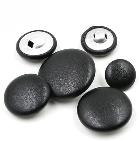 CLYDSA 100 Stück 11,5–28 mm PU-Lederknöpfe, Schwarze runde Nähknöpfe, Lederknöpfe mit Metallgriff, für Anzug, Lederjacke, Sofakissen