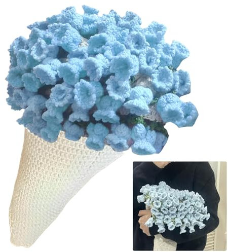 Tbczvx Flower Blanket DIY Assembly, 40 * 40cm Crochet Flower Bouquet Blanket, Bouquet Blankets Handmade Crochet Flowers, Romantic Rose for Home Decor, Mother’s Day Good Item(Blue)