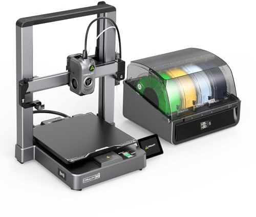 Creality Impresora 3D Hi Combo, con CFS de 16 colores, 500 mm/s de alta velocidad, 260×260×300mm espacio de construcción, nivelación automática, servo FOC, 12.000 mm/s², escáner RFID y detección de