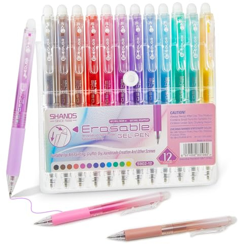 WUXIPREP Retractable Erasable Gel Pens Clicker,Fine Point 0.7mm Smooth Writing Pens,Cute Pens For Writing Journaling Taking Notes School Office Home. (12 Colors)