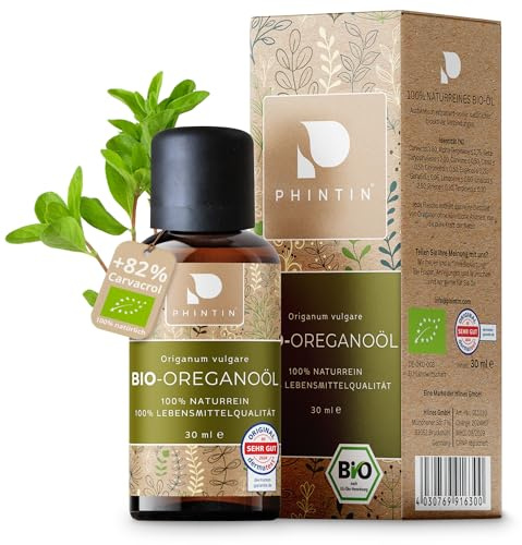 PHINTIN BIO Oregano Öl 30ml NATURREIN Lebensmittelqualität zum Einnehmen | ätherische Öle für Aromatherapie & Alltag, Hochdosiert reich an Cavacrol, Ätherisches Oreganoöl Bio aus Ungarn Oregano Oil