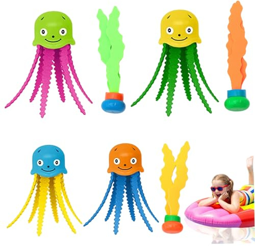 Trrymbbe Poolspielzeug, 7PCS Octopus & Seetang Tauchspielzeug für Kinder Sommer -Wasserspiele Pool Games Tauchgang