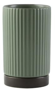 Porte-ustensiles de cuisine en céramique, série rayée, organiseur d'intérieur de cuisine, pot à ustensiles en porcelaine, support de rangement multifonction (vert)