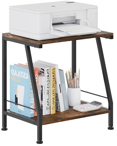 TQVAI Supporto per stampante, in legno, piccolo armadietto per stampante, per ufficio, cucina, scuola, colore: nero/anticato