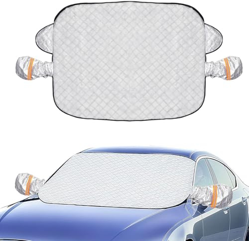 Bigqin Copri Parabrezza Auto Inverno, Copertura Auto Magnetico 150 * 110 cm[9 Magneti + Borsa Portaoggetti] Antighiaccio Gelo Polvere e Neve Protezione Solare Copri Tutte Le Condizioni Atmosferiche