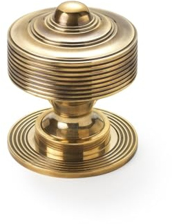 AB Hardware Aged Brass Reeded Centre Door Knob, Front Back Solid External Pull Handle
