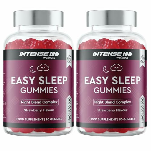 INTENSE Wellness Easy Sleep Gummies for Adults – Magnesium Glycinate 100mg + Valerian Root, Ashwagandha & Lemon Balm – Sugar-Free Vegan Night-Time Gummies, Strawberry – 90x2 Count (Set of 2)