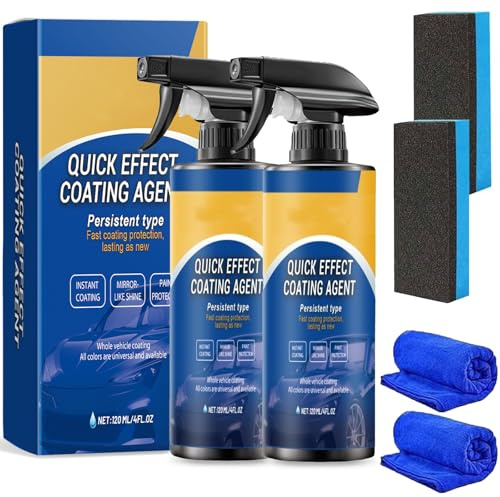 Quick Effect Coating Agent, 2 Stück Auto Beschichtungsspray, Nano Coating Spray Auto, 3 in 1 Kratzer Entferner Autopolitur, Repariert Kratzer und Abnutzungserscheinungen Schnell