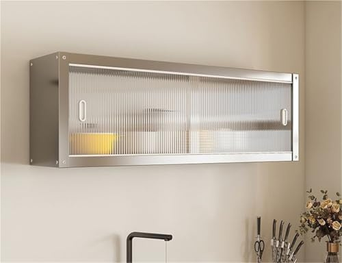 ZASEZOD Wandhängeschrank Edelstahl Hängeschrank mit Schiebetüren, Oberschrank Küchenschrank, Mehrzweckschrank, praktische Wandhängeschrank für Küche, Bad oder Büro(100x30x40CM)
